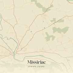 Fototapeta premium Vintage map of Missiriac, France.