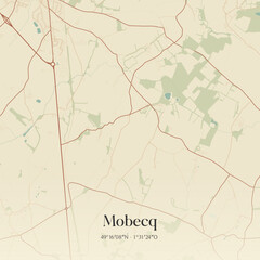 Fototapeta premium Vintage map of Mobecq, France.