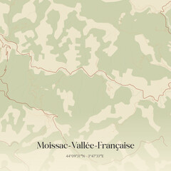 Vintage map of Moissac-Vall&eacute;e-Fran&ccedil;aise, France.