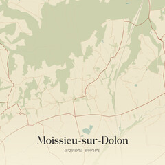 Obraz premium Vintage map of Moissieu-sur-Dolon, France.