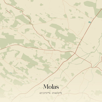 Vintage map of Molas, France.