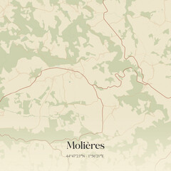 Obraz premium Vintage map of Molières, France.