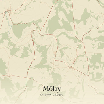Vintage map of M&ocirc;lay, France.