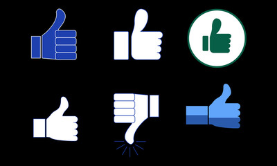 Collection of Like and Dislike Symbols - Thumbs Up and Down Set