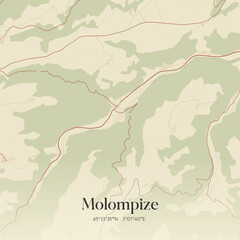 Fototapeta premium Vintage map of Molompize, France.