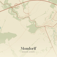 Obraz premium Vintage map of Mondorff, France.
