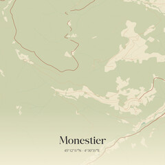 Vintage map of Monestier, France. © Rezona