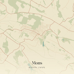 Fototapeta premium Vintage map of Mons, France.