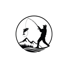fishing silhouette clip art vector design © btb