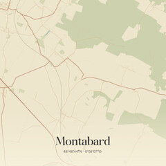Fototapeta premium Vintage map of Montabard, France.