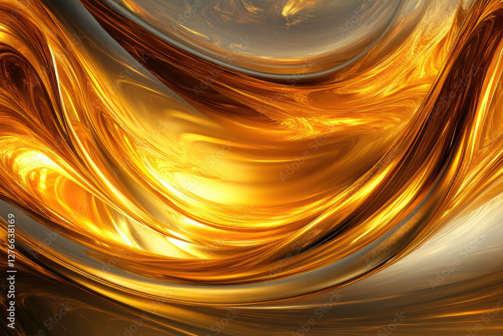 Aufkleber abstract golden swirls and flowing liquid gold, creating a luxurious and elegant visual.
