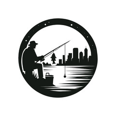 fishing silhouette clip art vector design © btb