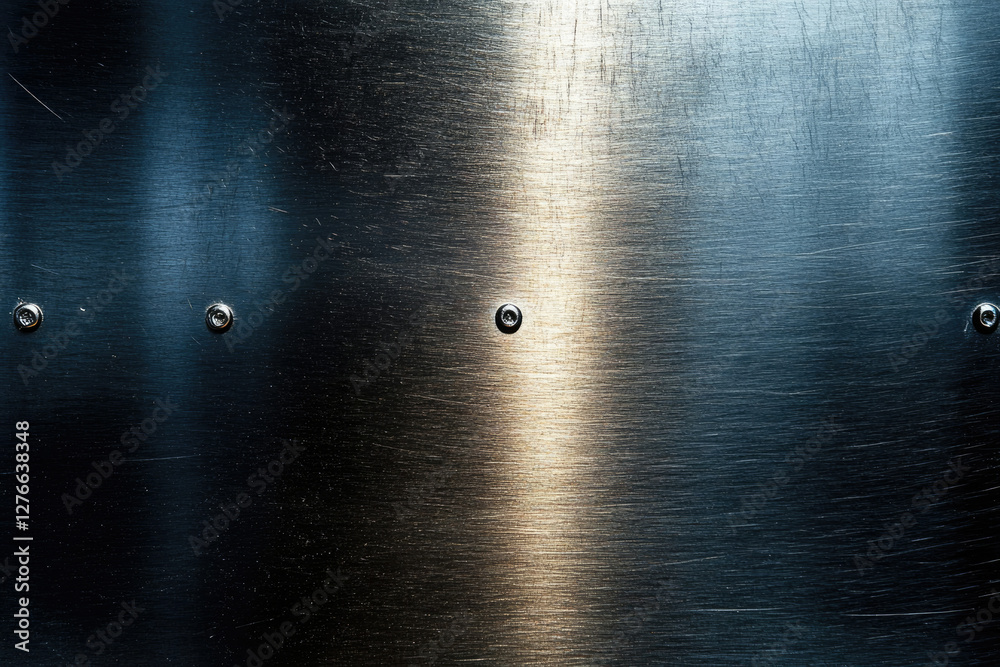 Poster brushed metal texture with subtle light reflection and four screws.