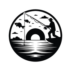 fishing silhouette clip art vector design © btb