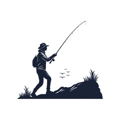 fishing silhouette clip art vector design