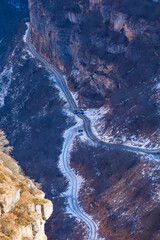 A fork in the road high in the mountains of Azerbaijan