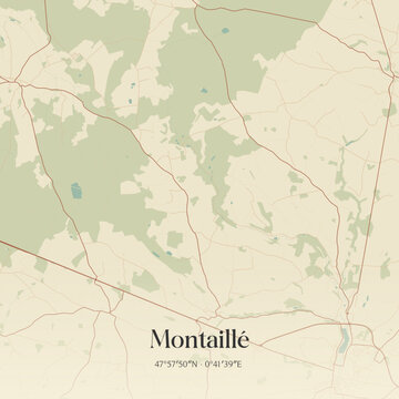 Vintage map of Montaill&eacute;, France.