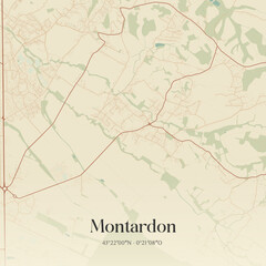 Obraz premium Vintage map of Montardon, France.