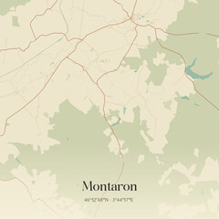 Obraz premium Vintage map of Montaron, France.