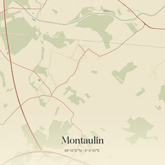 Obraz premium Vintage map of Montaulin, France.