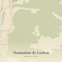 Obraz premium Vintage map of Montauban-de-Luchon, France.
