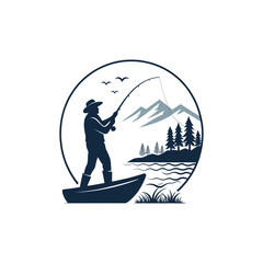 fishing silhouette clip art vector design © btb