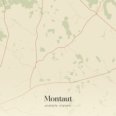 Fototapeta premium Vintage map of Montaut, France.