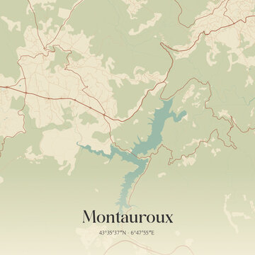 Vintage map of Montauroux, France.