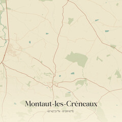 Fototapeta premium Vintage map of Montaut-les-Créneaux, France.