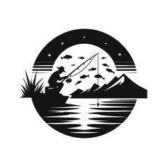 fishing silhouette clip art vector design © btb