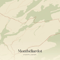 Fototapeta premium Vintage map of Montbéliardot, France.