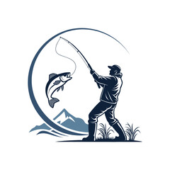 fishing silhouette clip art vector design