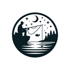 fishing silhouette clip art vector design