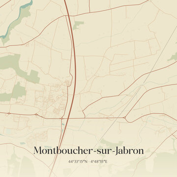 Vintage map of Montboucher-sur-Jabron, France.