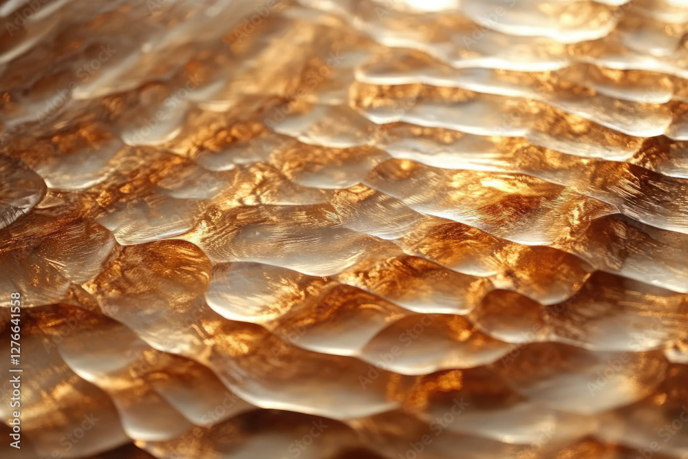 Poster Abstract gold texture with wave-like patterns, shimmering and reflective surface.