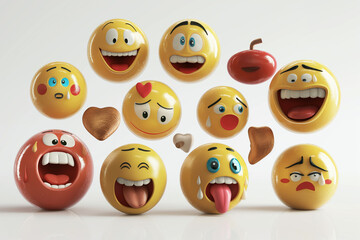 A collection of amazingly cute 3D emojis, each with vibrant colors and exaggerated expressions