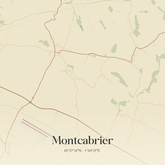 Fototapeta premium Vintage map of Montcabrier, France.