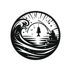 fishing silhouette clip art vector design © btb