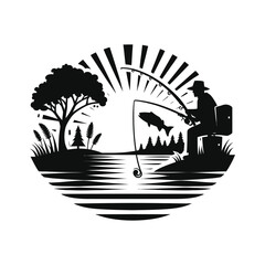 fishing silhouette clip art vector design © btb