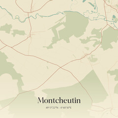 Obraz premium Vintage map of Montcheutin, France.