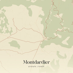 Fototapeta premium Vintage map of Montdardier, France.