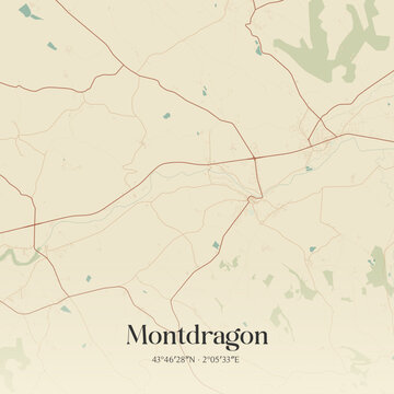 Vintage map of Montdragon, France.