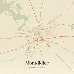 Obraz premium Vintage map of Montdidier, France.