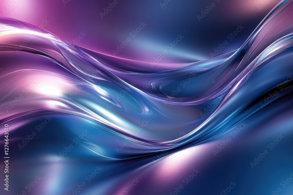 Poster Abstract flowing waves of vibrant purple and blue, creating a dynamic and mesmerizing visual experience.