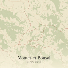 Vintage map of Montet-et-Bouxal, France.