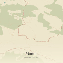 Fototapeta premium Vintage map of Montfa, France.