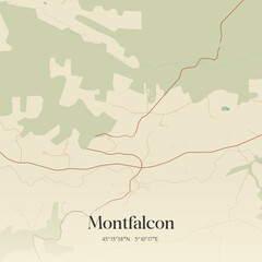 Obraz premium Vintage map of Montfalcon, France.