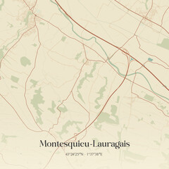 Obraz premium Vintage map of Montesquieu-Lauragais, France.