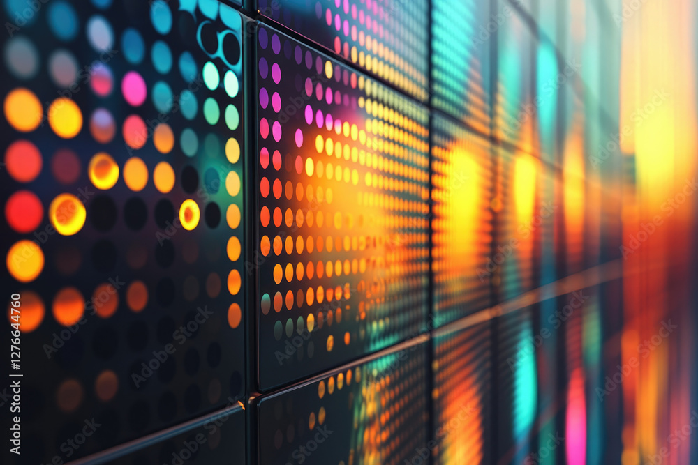 Aufkleber Abstract colorful mosaic of glowing dots forming a vibrant and dynamic pattern.