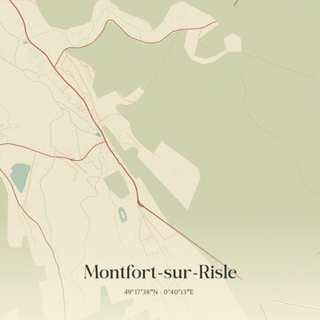 Vintage map of Montfort-sur-Risle, France.